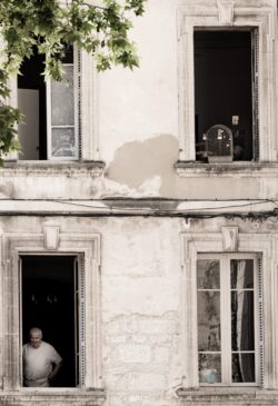 at the window